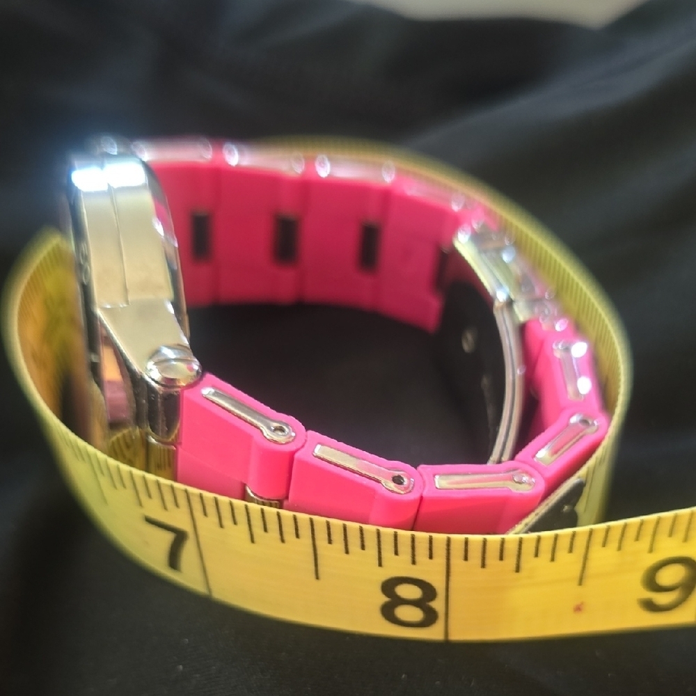 Michael Kors Vibrant Pink and Silver Chronograph Watch Silicone/ Metal Small - Picture 12 of 12